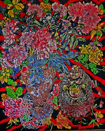 Vera Dernovsek, The Buddha Sat under the Bodhi Tree, 2014, oil